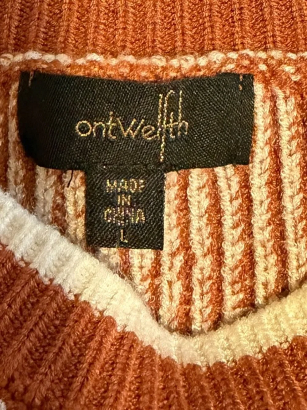 On Twelfth Striped Knit Top L Puff Sleeve Cottagecore Fall Earthy Granola
